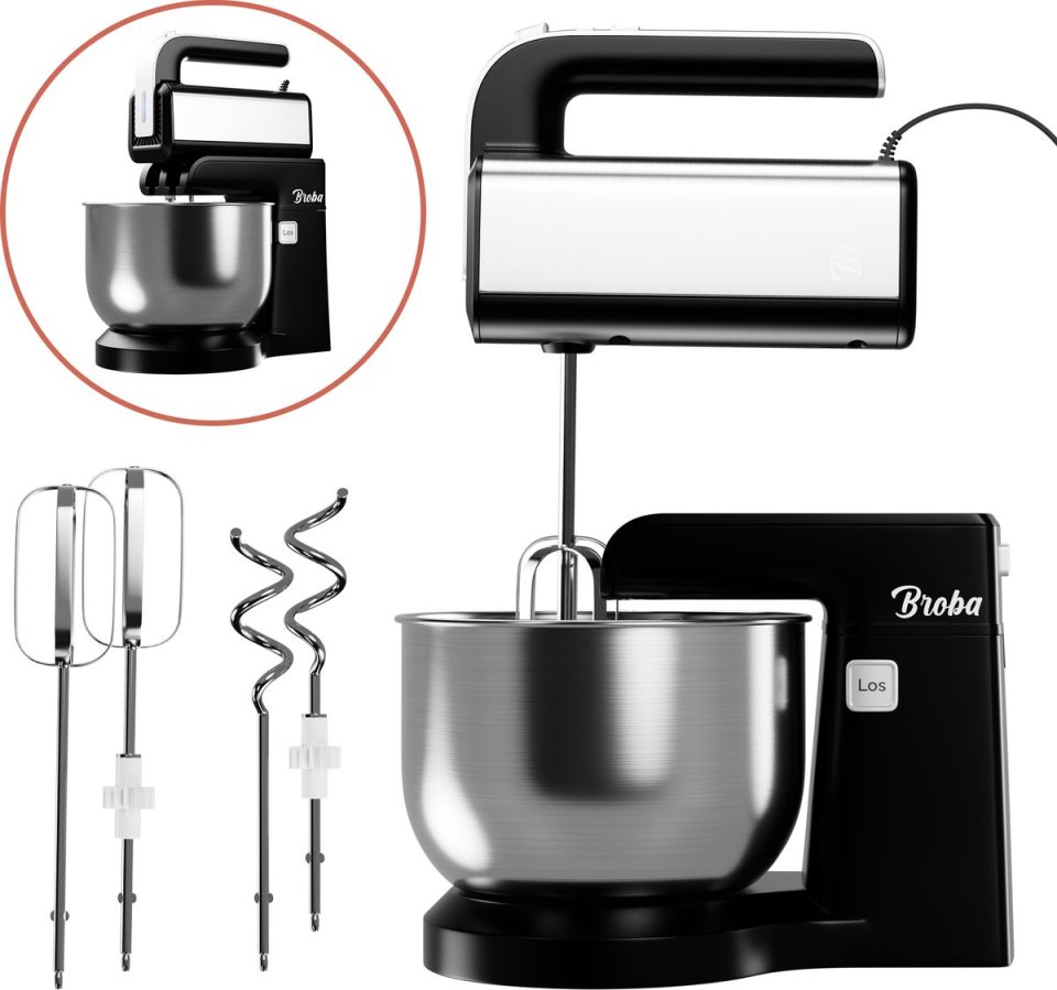 Broba handmixer Mixer met Mengkom 2-in-1 Keukenmixer met Kom