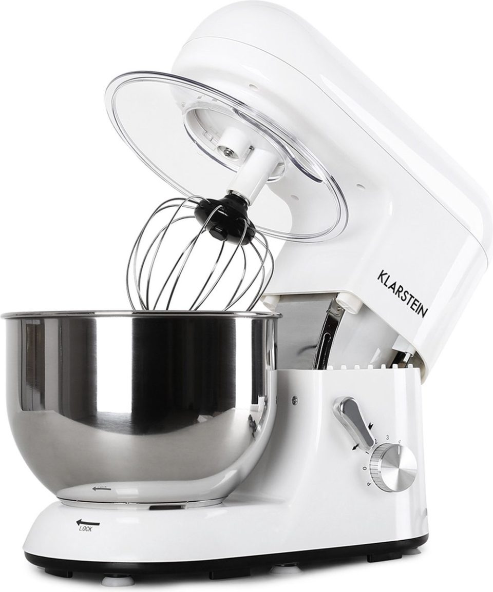 Klarstein Bella staande mixer, keukenmixer voor bakken met mengkom, 1800W keukenrobot met klopper, deeghaak, garde en mengkom, keukenmixer met 6 snelheden en planetaire mengbeweging, elektrische mixer voor brood en banket bakken 5 l
