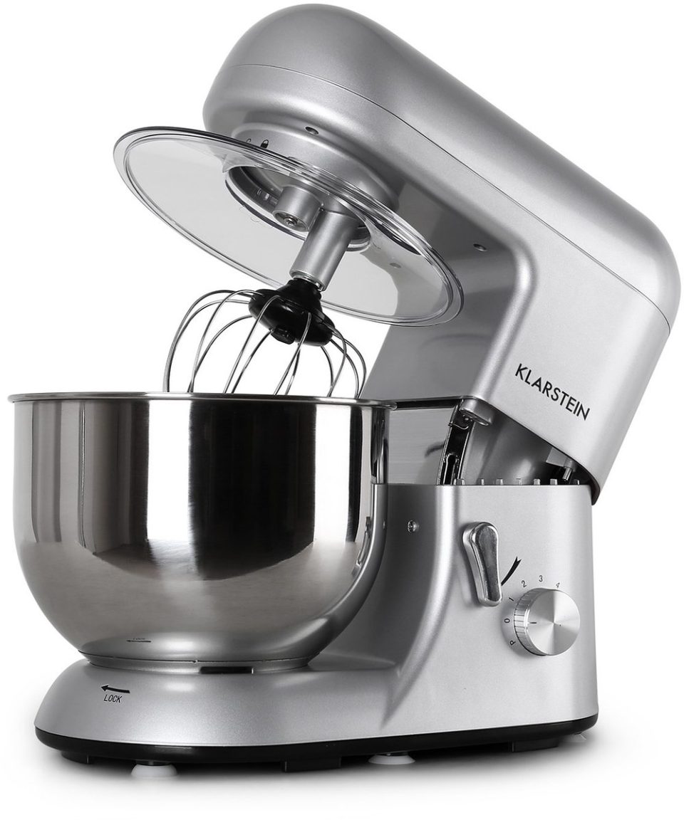 Klarstein keukenmachine, Knetmaschine met kom, 1800W Profi keukenmachine met Knethaken en Schneebesen, Universal keukenmachine met 6 standen, Teigmaschine zum roeren, Kneten en Aufschlagen Keukenmachine,2L voor Keuken Garde RVS 5 l