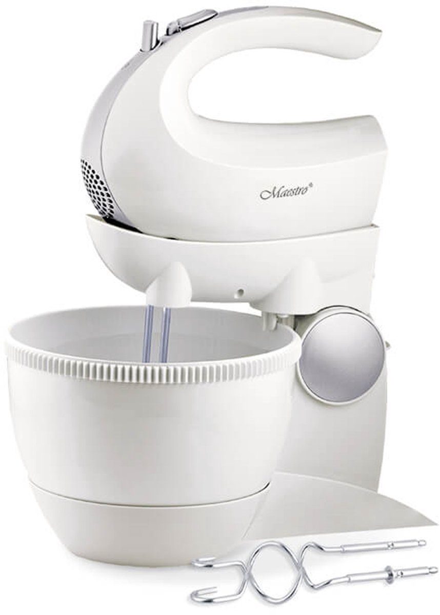 Maestro Mr-556 mixer met roterende kom 5 snelheden, Turbofunctie 600W Wit