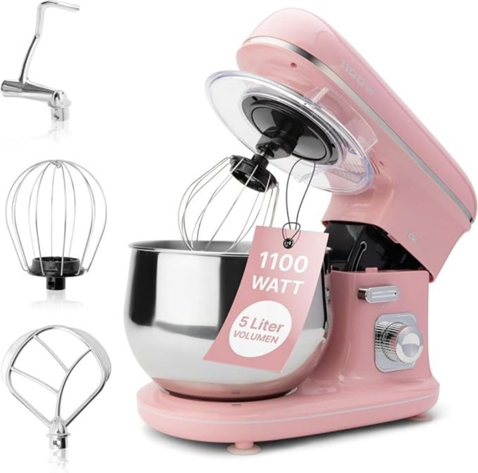 Clatronic Luxe Roterende Deegmachine Multifunctionele Deegmixer 1100W Roze