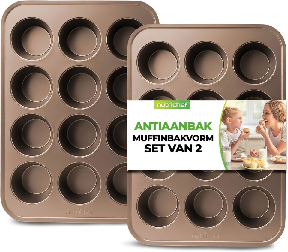 Nutrichef bakvorm Muffin 12 Cups Set van 2