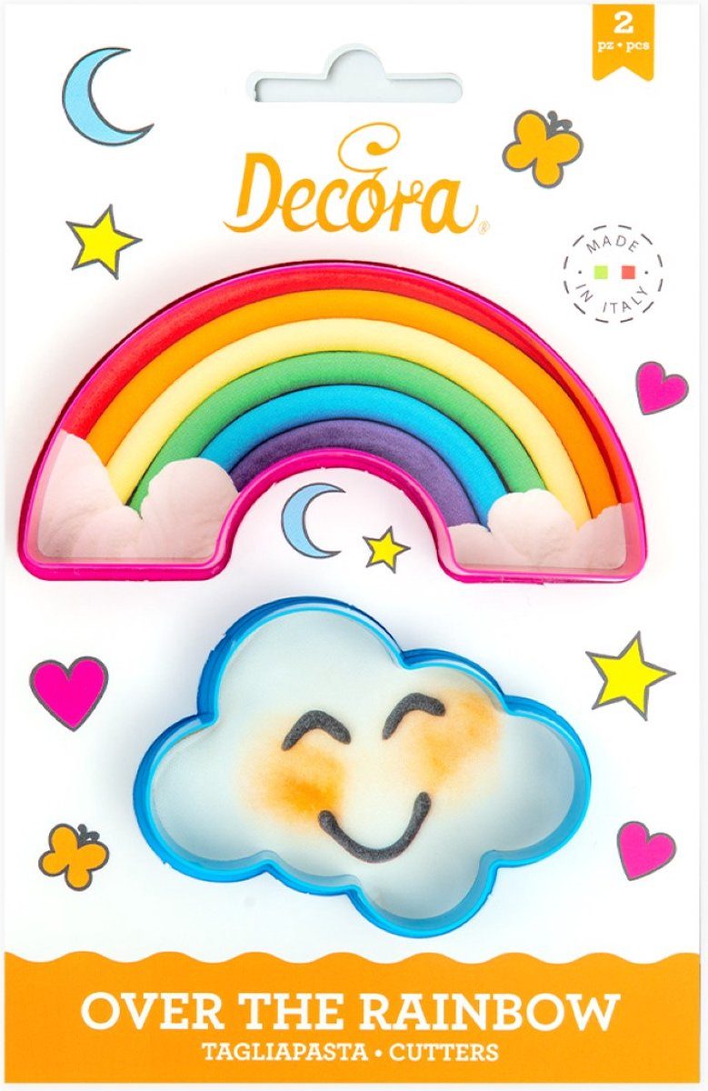 Decora Koekjesuitsteker Plastic Regenboog en Wolk pk/2
