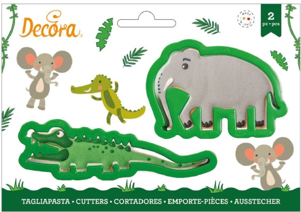 Decora Koekjesuitsteker Plastic Krokodil en Olifant pk/2
