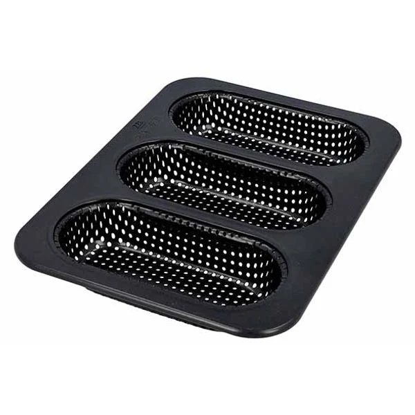 Birkmann bakplaat voor 3 mini stokbroden geperforeerd 25,5 x 18,5 cm