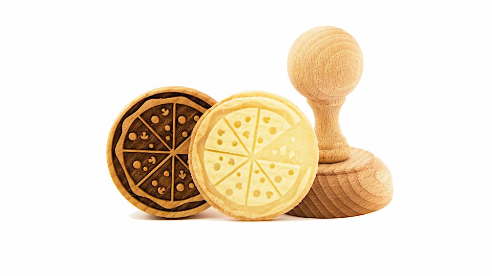 Folkroll Koekjesstempel Pizza rond hout