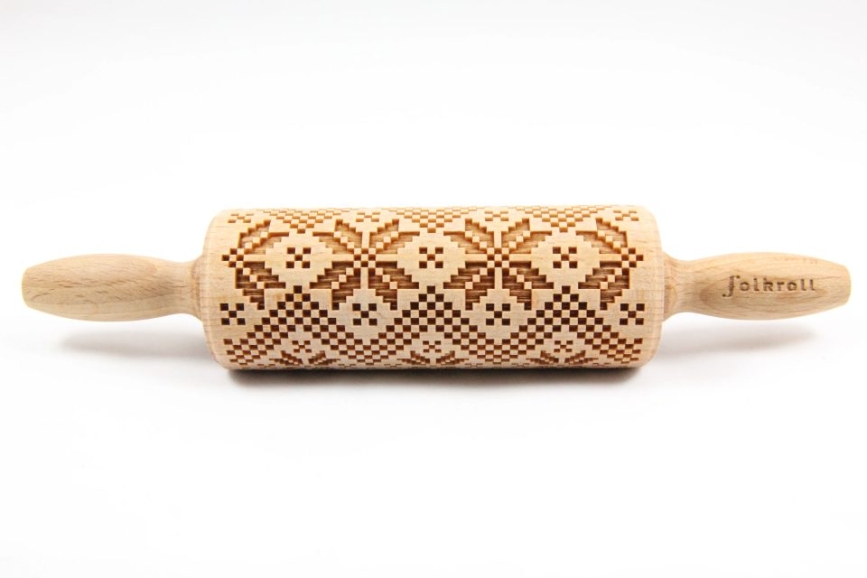 Folkroll Decoratie-deegrol Scandinavian Pattern hout 23 cm