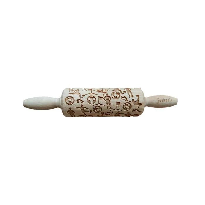 Folkroll Decoratie-deegrol Football hout 23 cm