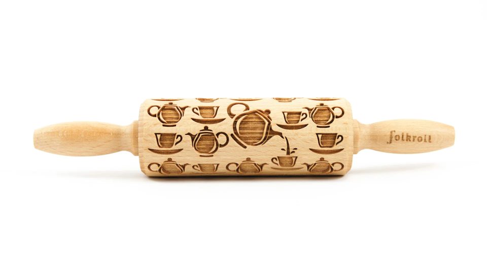 Folkroll Decoratie-deegrol Teapot hout 23 cm