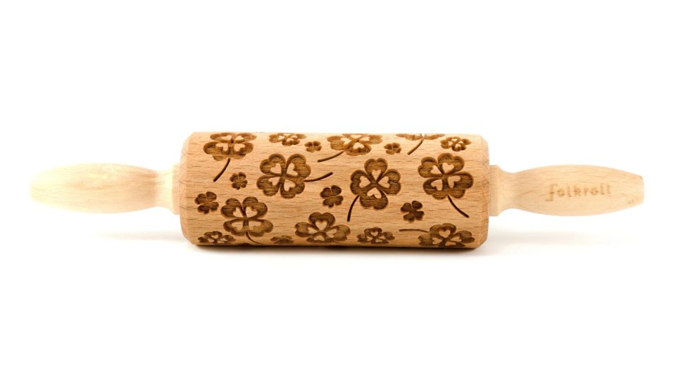 Folkroll Decoratie-deegrol Clover hout 23 cm