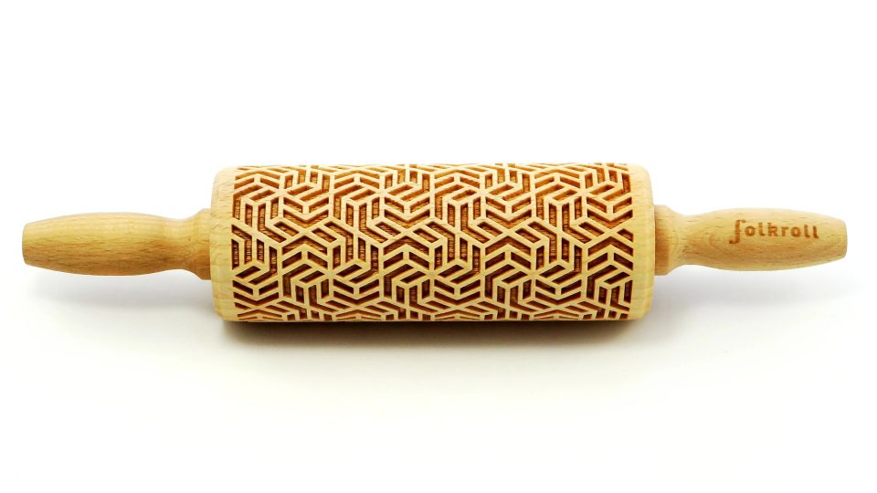 Folkroll Decoratie-deegrol Qube hout 23 cm