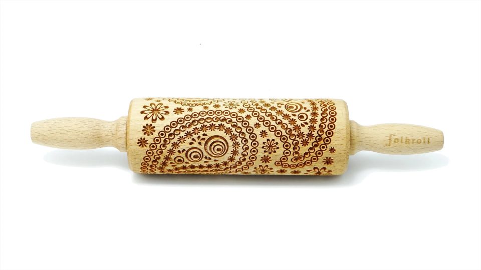 Folkroll Decoratie-deegrol Paisley hout 23 cm