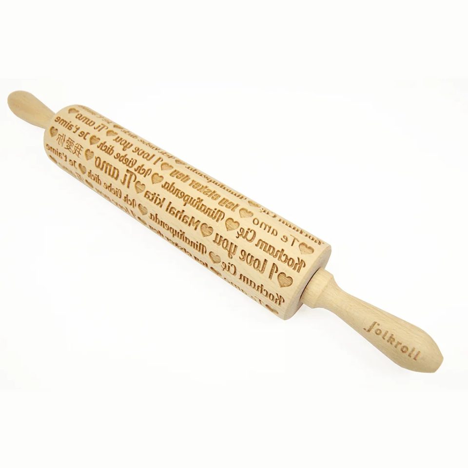 Folkroll Decoratie-deegrol I Love You hout 23 cm