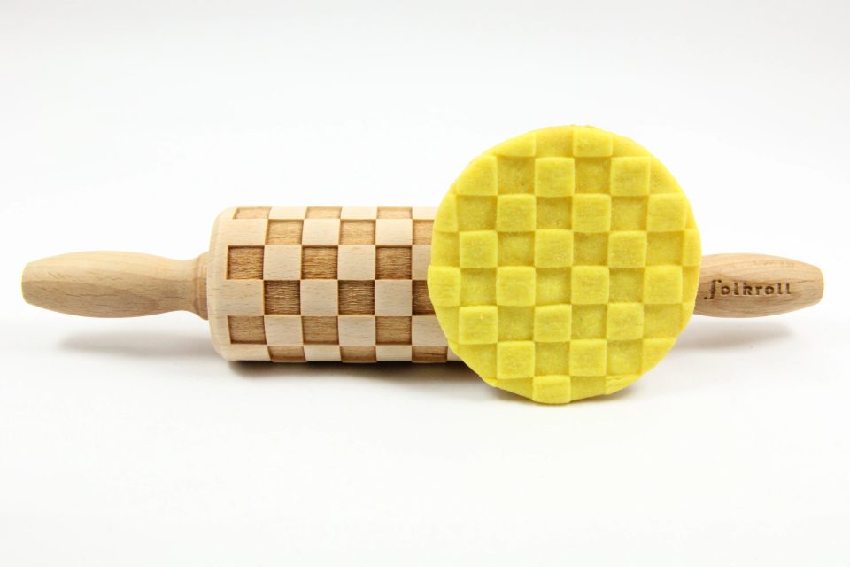 Folkroll Decoratie-deegrol Chess hout 23 cm