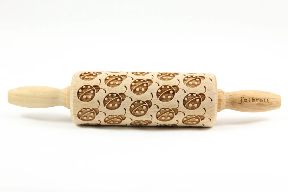 Folkroll Decoratie-deegrol Ladybugs hout 23 cm