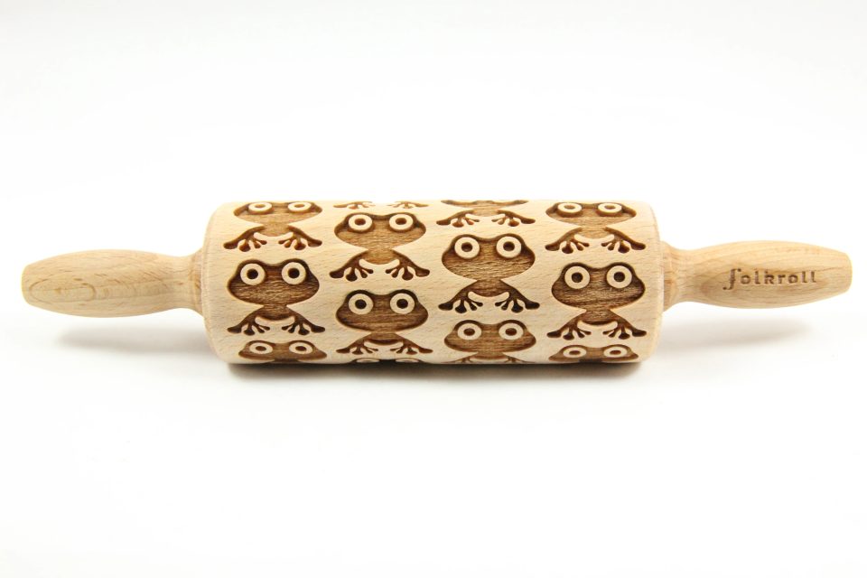 Folkroll Decoratie-deegrol Frogs hout 23 cm
