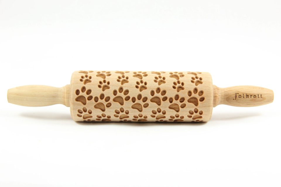 Folkroll Decoratie-deegrol Dog's Paw hout 23 cm