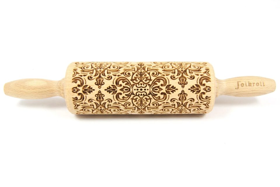 Folkroll Decoratie-deegrol Damask hout 23 cm