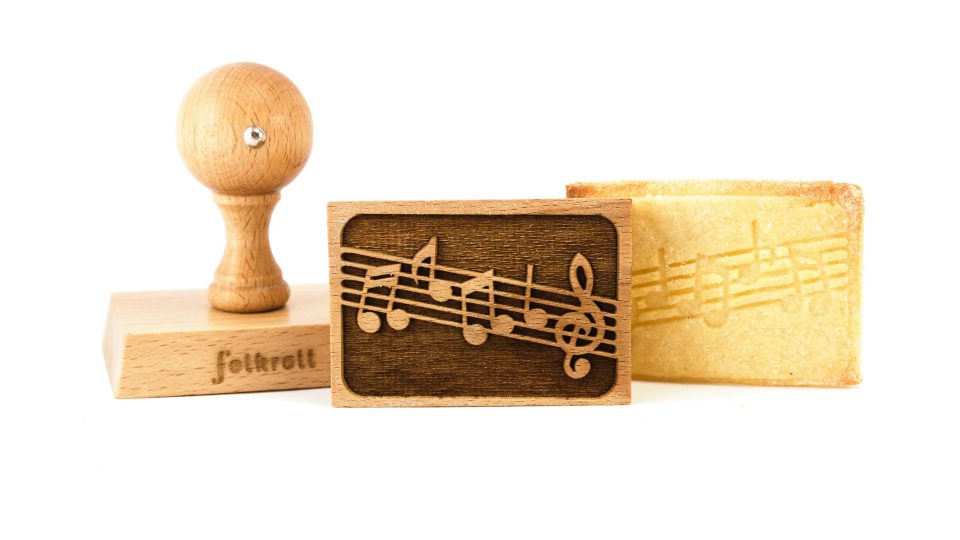 Folkroll Koekjesstempel Notes rechthoek hout