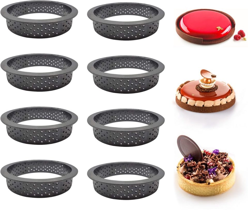 Ibenzoa Set van 8 Ronde Siliconen Mousse Bakvormen