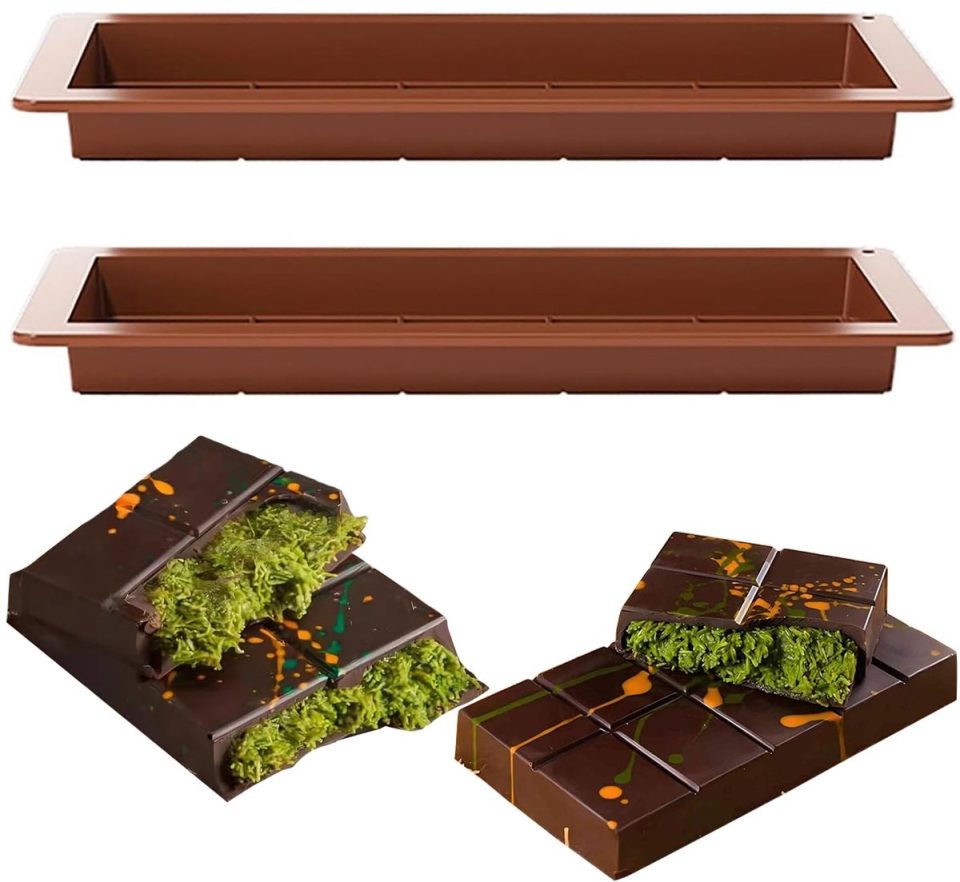 Ibenzoa Set van 2 Diepe Siliconen Chocoladevormen met Chocoladebak