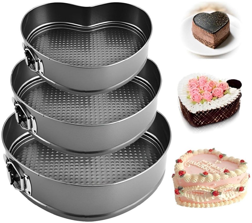 GelldG springvorm Hartvormige Uitneembare antiaanbaklaag Zwarte 24 cm