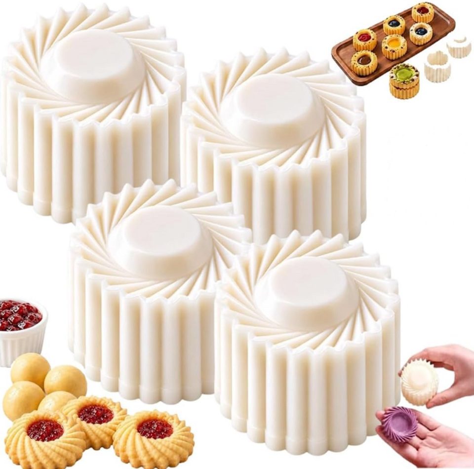 Qttvbtna Ronde Mooncake Vorm met Zonnebloem Motief Wit (4 stuks)