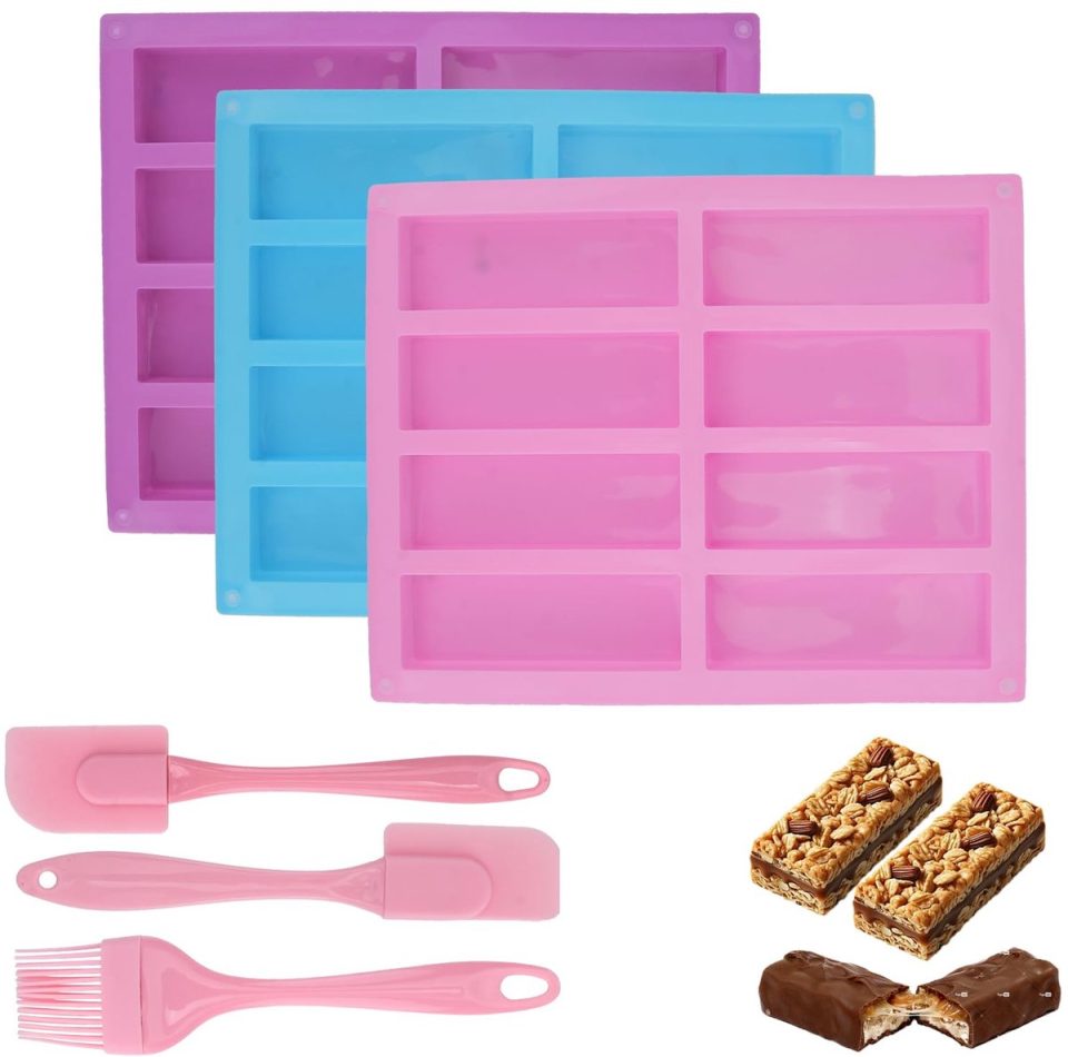 Ibenzoa Set van 3 Siliconen Bakvormen met Spatels Muffins en Brownies