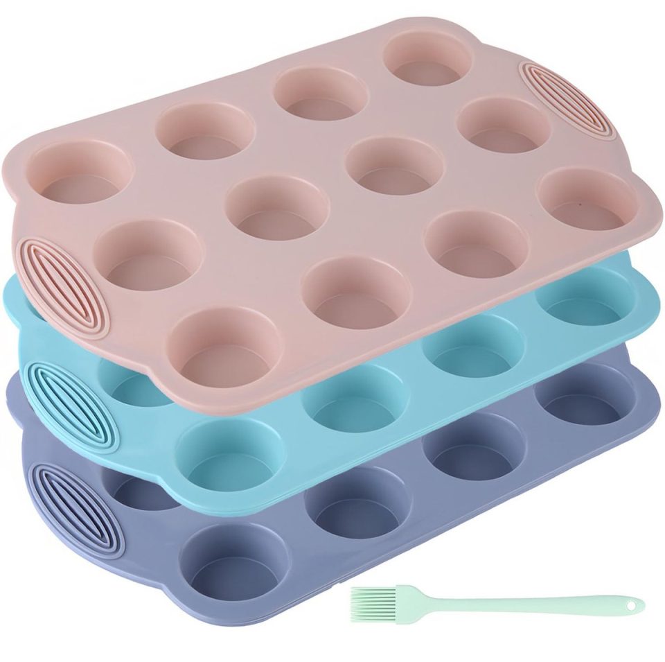Ibenzoa muffinvorm Siliconen Set van en Antiaanbaklaag (3 stuks)