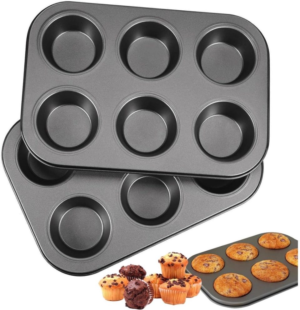 GelldG Muffinbakvormen Jumbo Muffinform Set 26,5 x 18,5 x 3 cm 6,5 cm (2 stuks)