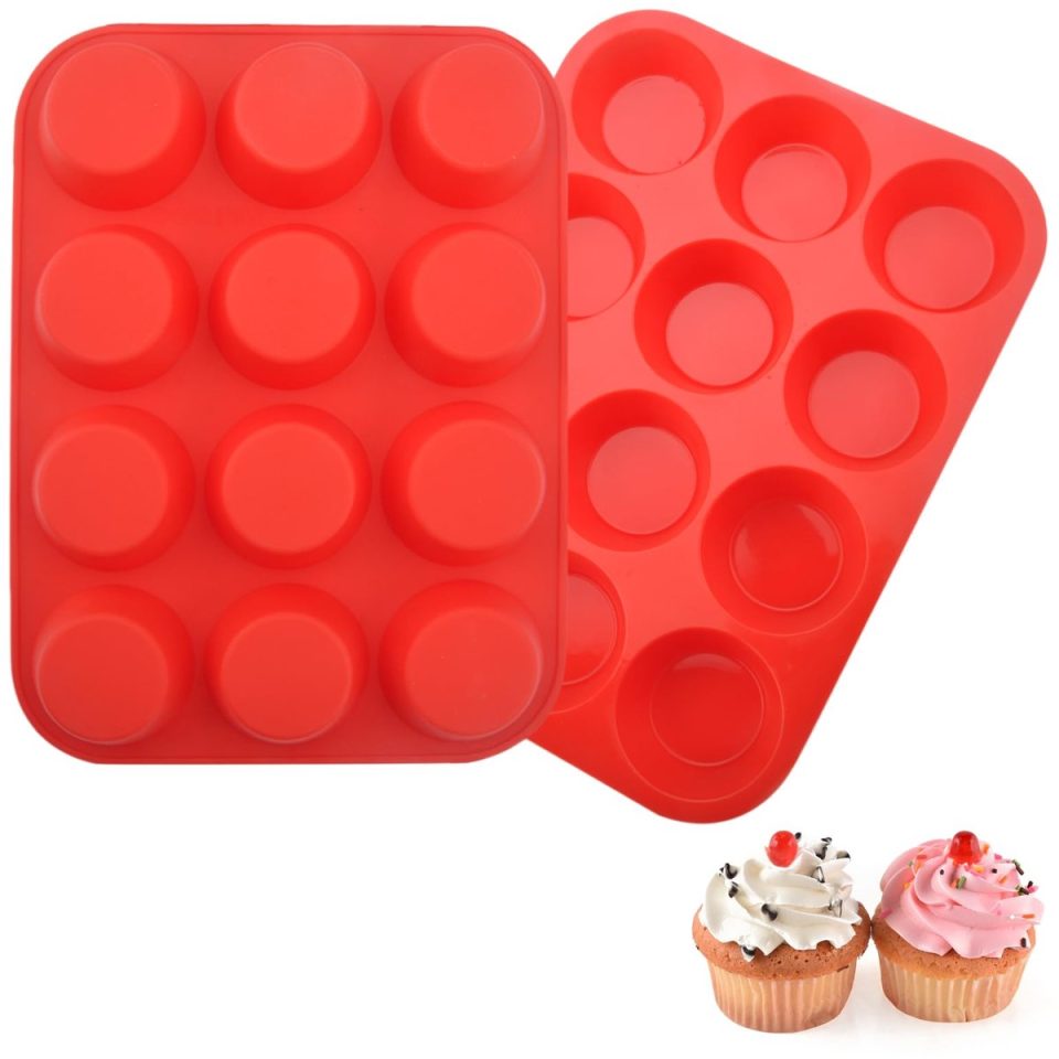 Ibenzoa Muffinbakvorm van siliconen voor 12 muffins set van 2