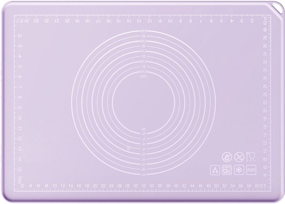 Qttvbtna bakmat Siliconen met meetfuncties Opstaande rand Paars 50 x 70 cm 5 mm