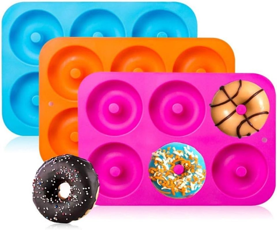 Ibenzoa Set van 3 Flexibele Siliconen Donutvormen
