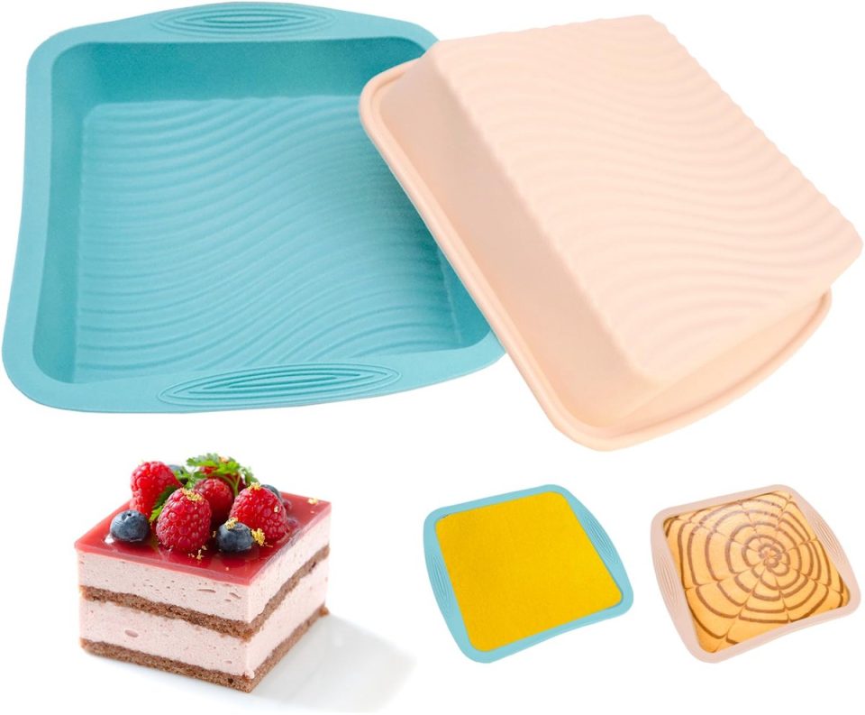 Ibenzoa Set van 2 Vierkante Siliconen Bakvormen voor Brood Cake en Meer