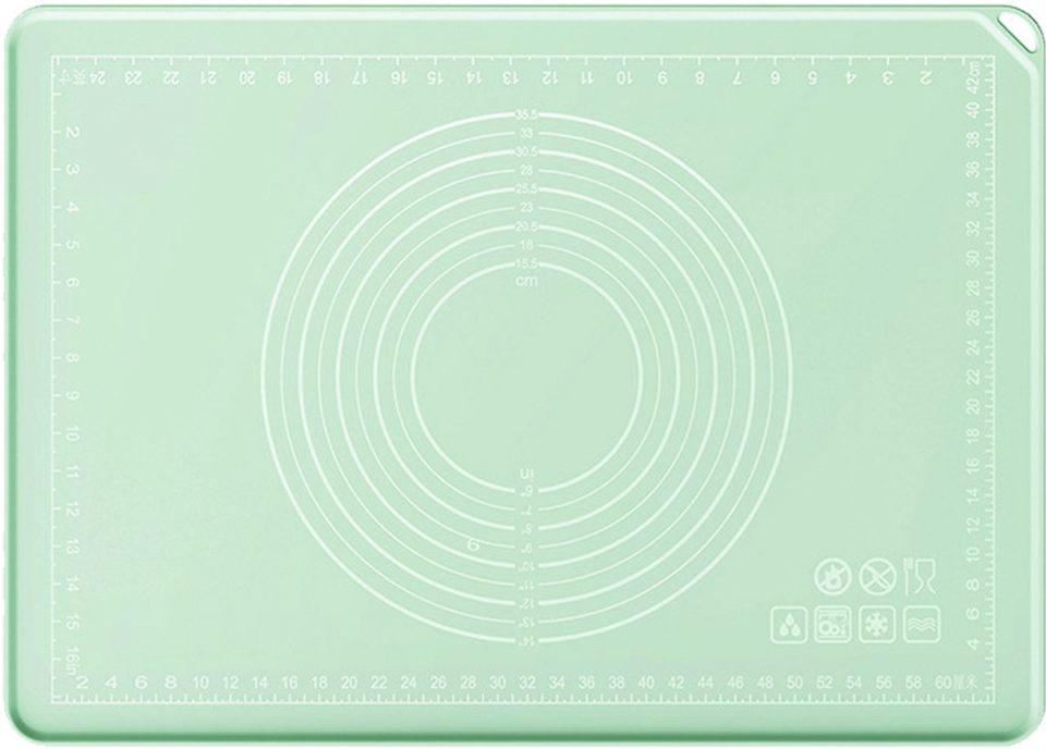 Qttvbtna bakmat Siliconen met meetfuncties Opstaande rand Groen 50 x 70 cm 5 mm