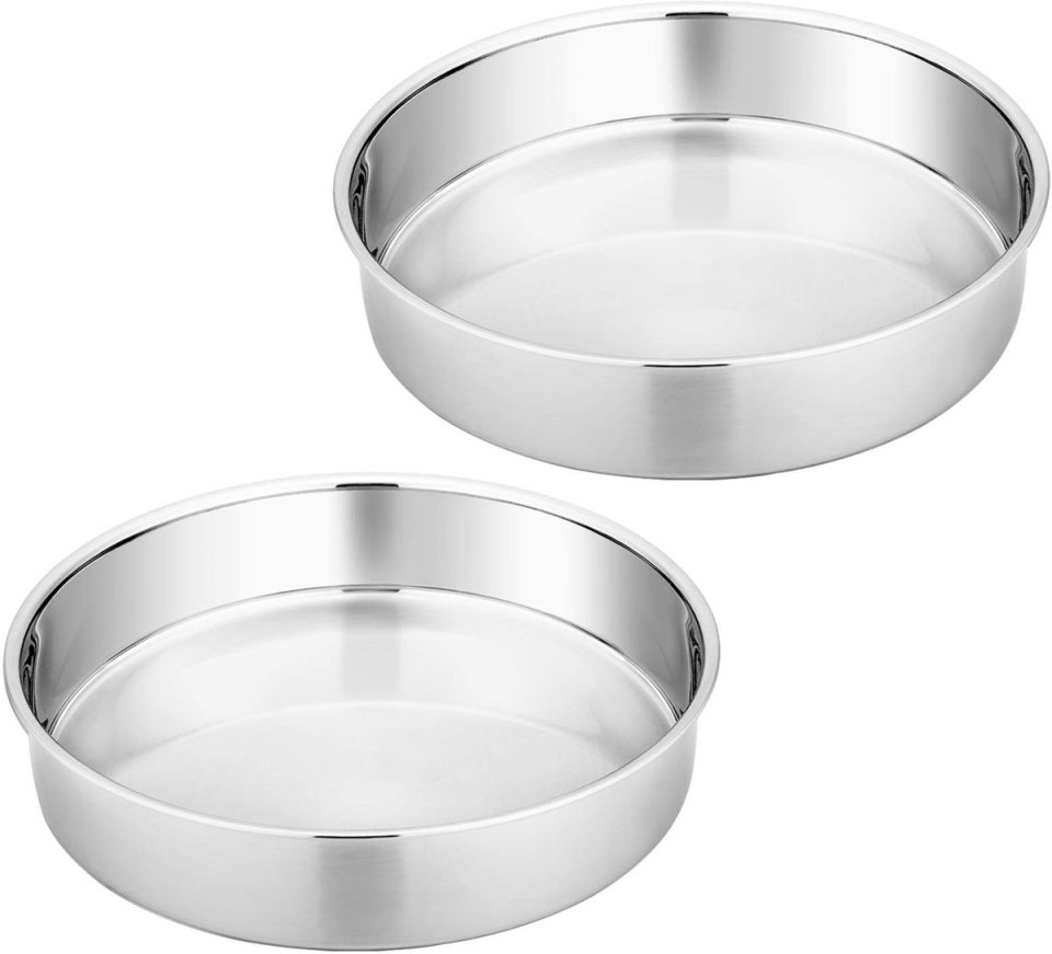 Ibenzoa Professionele Set van Twee Rondo Roestvrij Stalen Taartvormen 20 cm