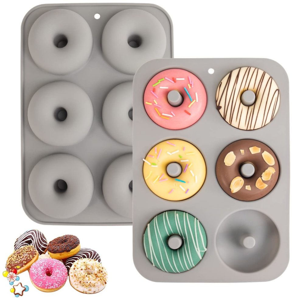 Ibenzoa Non-Stick Siliconen Donutvorm Set voor 6 Perfecte Donuts