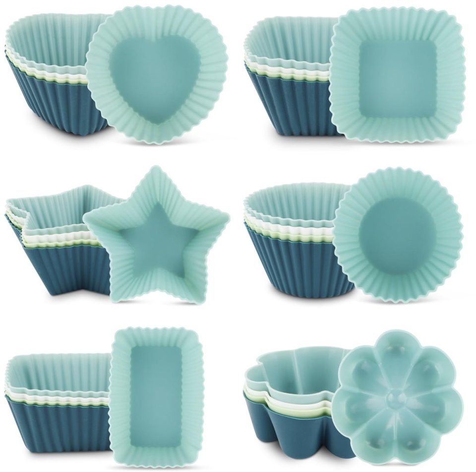 Ibenzoa Creatieve set van 24 herbruikbare siliconen muffinvormpjes