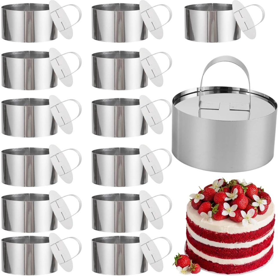 Ibenzoa Set van 14 Multifunctionele Roestvrijstalen Dessertringen 8 cm