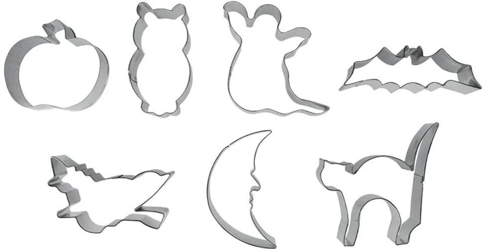 Ibili Set Van 7 Halloween-koekjesvormpjes Zilver