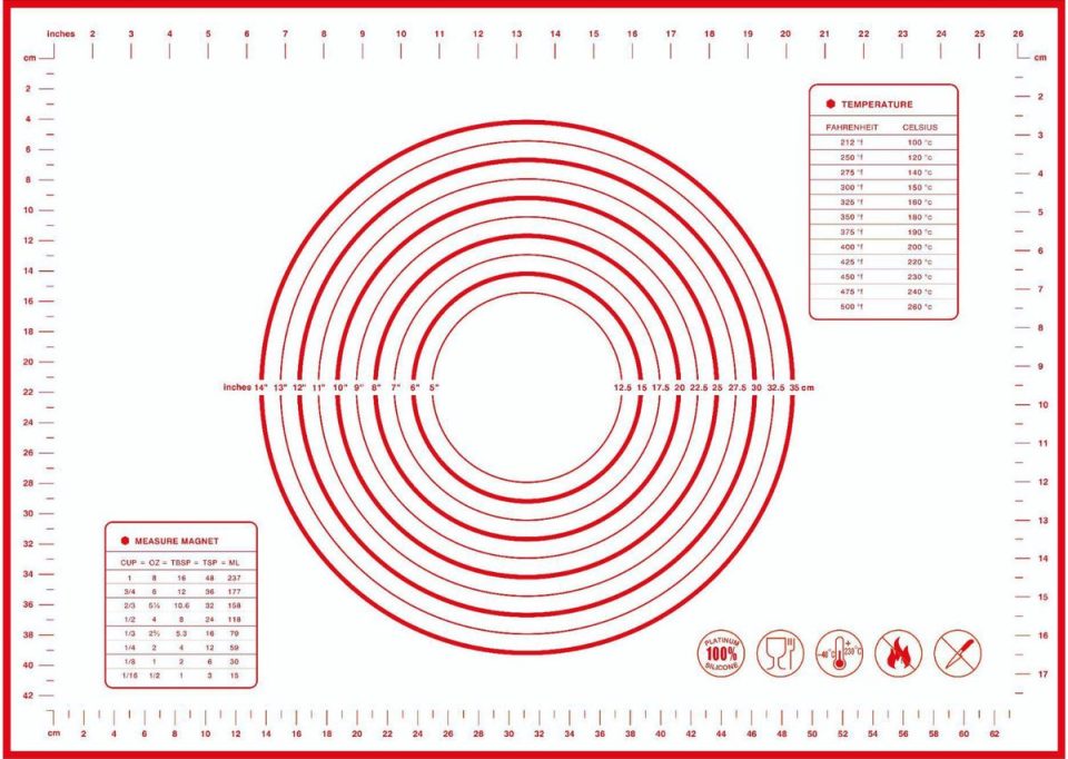 Qttvbtna bakmat Siliconen Onderlegger rood 70 x 50 cm (1 stuks)