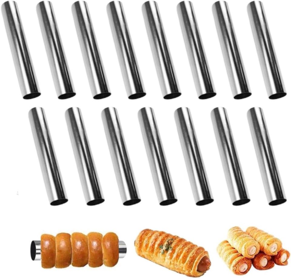 Qttvbtna bakvorm Cannoli Zilver 12 x 2 cm (15 stuks)