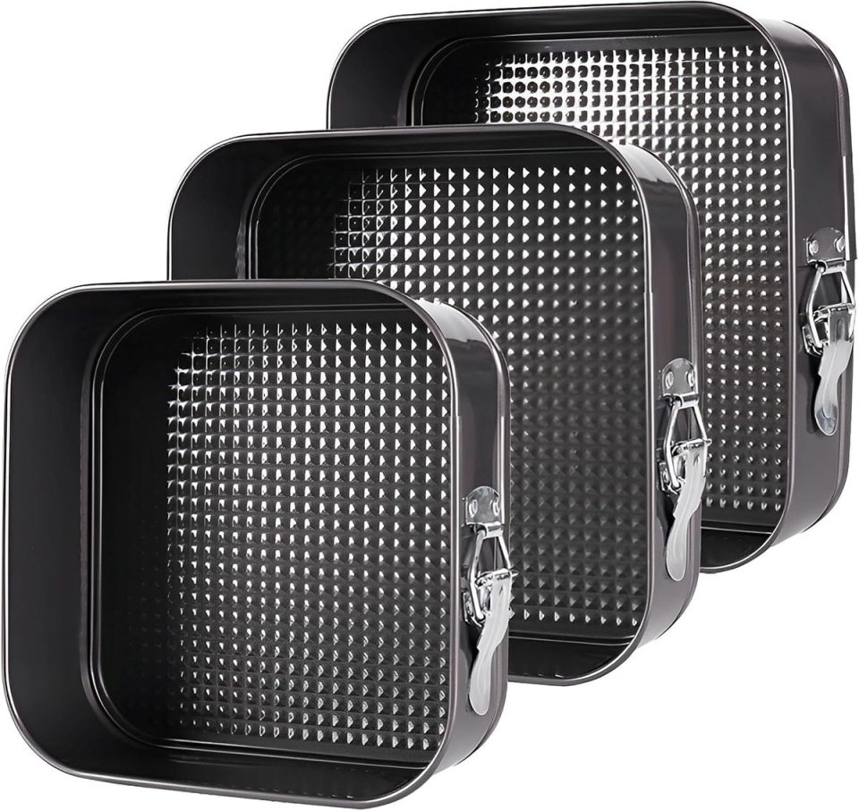 Famanu springvorm vierkant zwart metallic