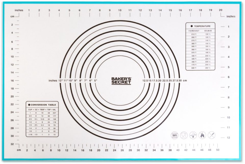 Baker’s Secret Siliconen Deegmat met Maatverdeling Zwart Wit 60 x 40 cm