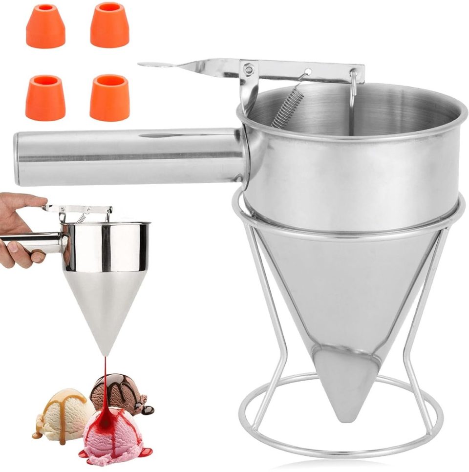 Famanu Pannenkoekendeegdispenser RVS met Standaard 1,2 l