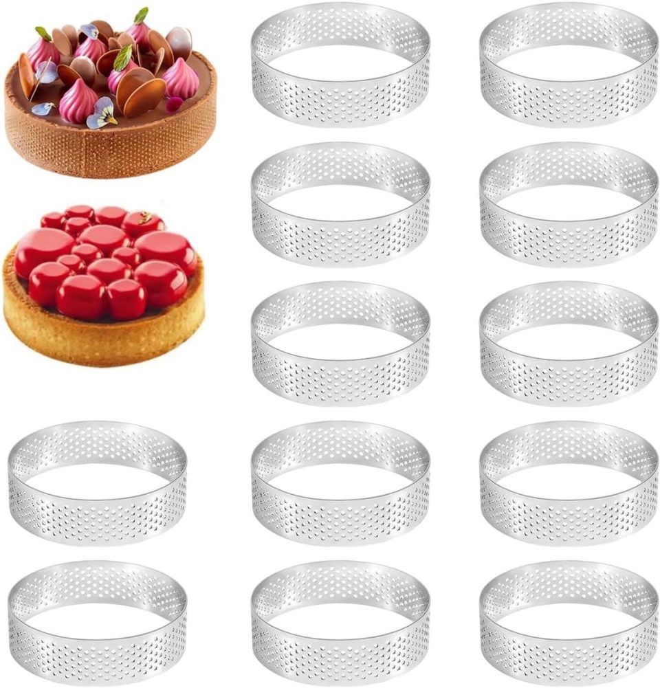KZQ Moussevormpjes Roestvrijstalen Geperforeerde Dessertringen 6 cm (12 stuks)