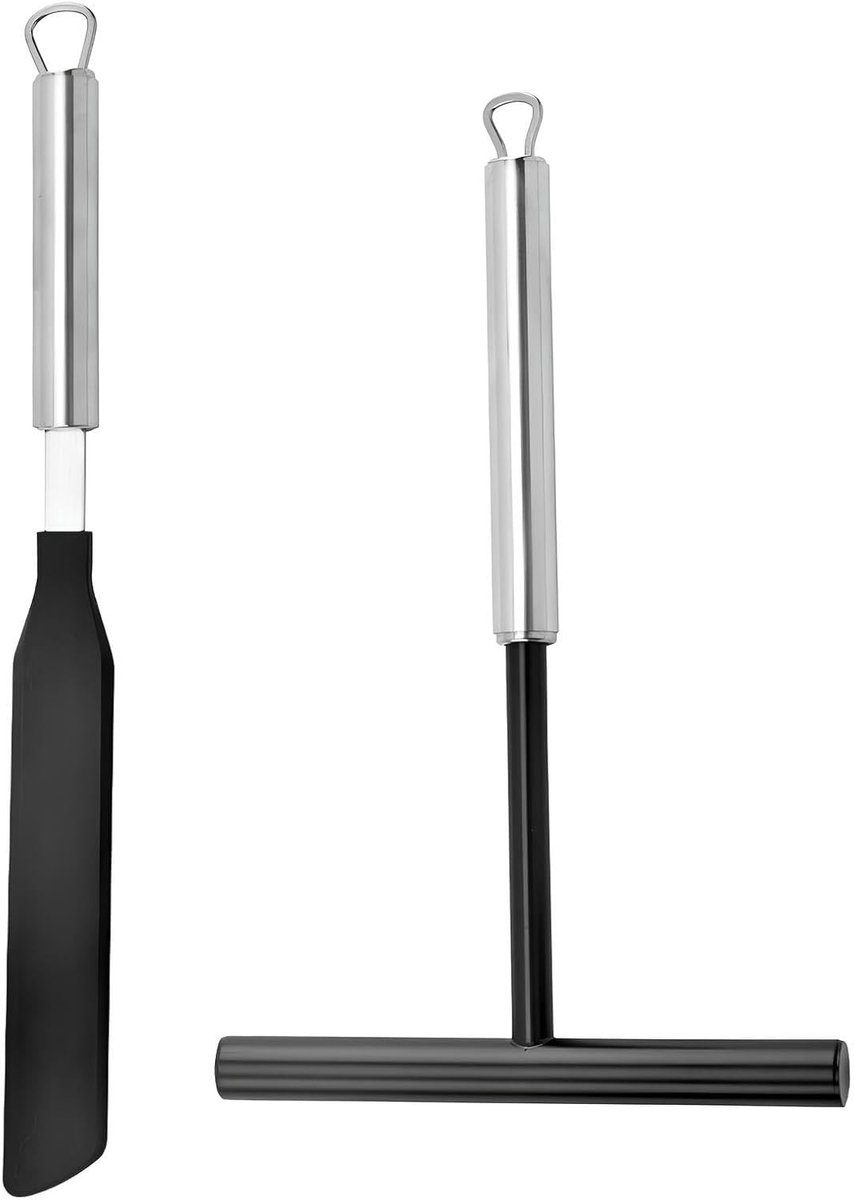 Famanu Crêpe Accessoires Set RVS pannenkoekendispenser en spatel (2 stuks)