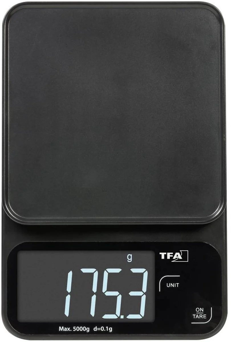 TFA Digitale Keukenweegschaal Cookie Zwart 5 kg