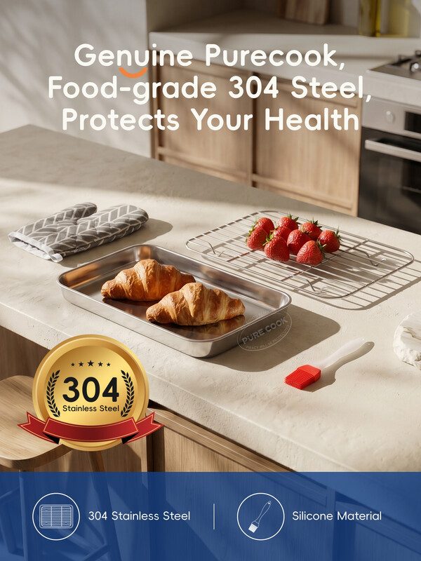 Pure Cook bakplaat 304 Roestvrijstalen Set 4-delig