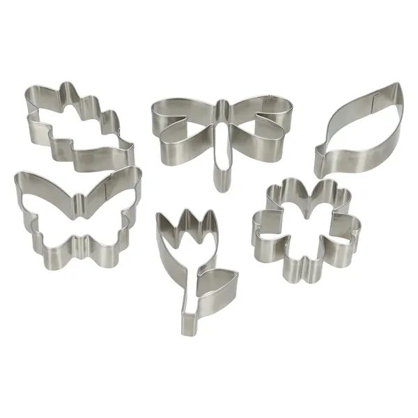 Dille & Kamille Uitsteekvormen, recycled rvs, set van 6 vormen uit de natuur